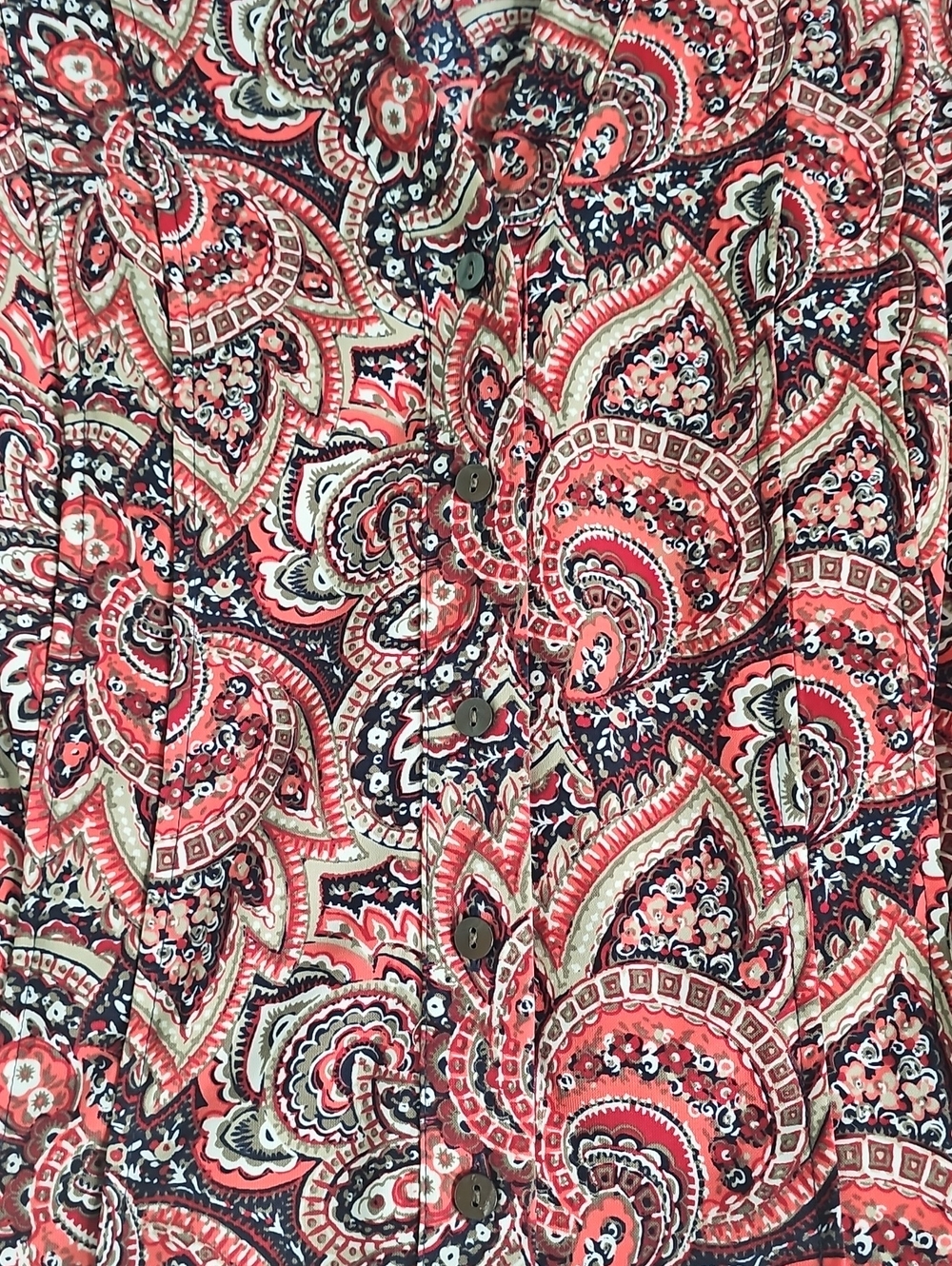 Croft & Barrow Red and Black Paisley Short-Sleeve Blouse - Picture 3 of 5